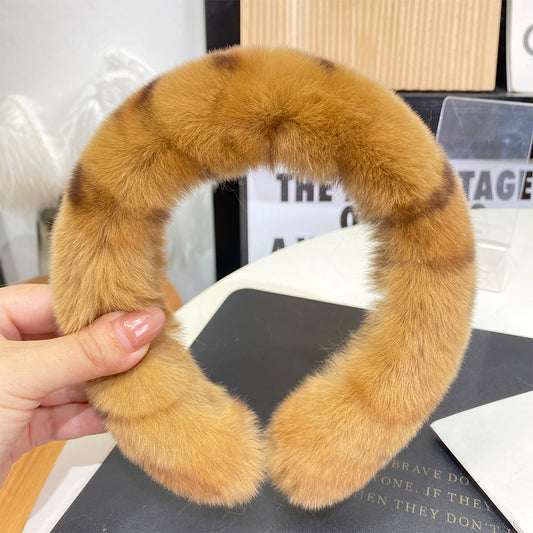 Internet celebrity fashion real otter rabbit fur wide brimmed hair band Korean cute ins headband girl sweet plush hair clip hair accessories