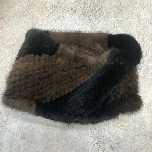 Pure hand-woven new neck mink fur fur elastic woven double-sided mink fur autumn and winter thickened warm dual-purpose headband men's and women's homosexual