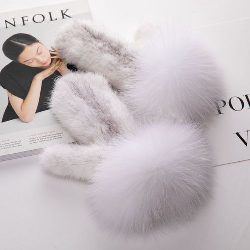 Handwoven fur gloves, mink gloves, women's cute winter mink fur, warm and multi-color, without distinguishing fingers, elastic and thick
