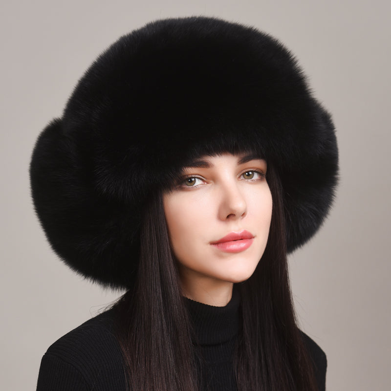 Imported fox to buy women's winter genuine leather, full fur, warm ear protection, Northeast fur hats, children's winter hats