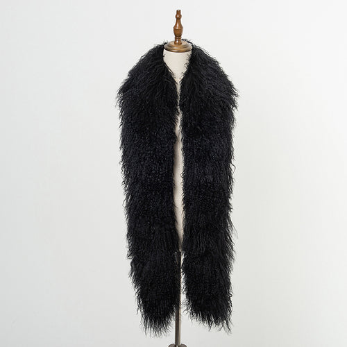 Beach wool scarf double-sided leather long fur scarf fur fur collar fur collar thickened.
